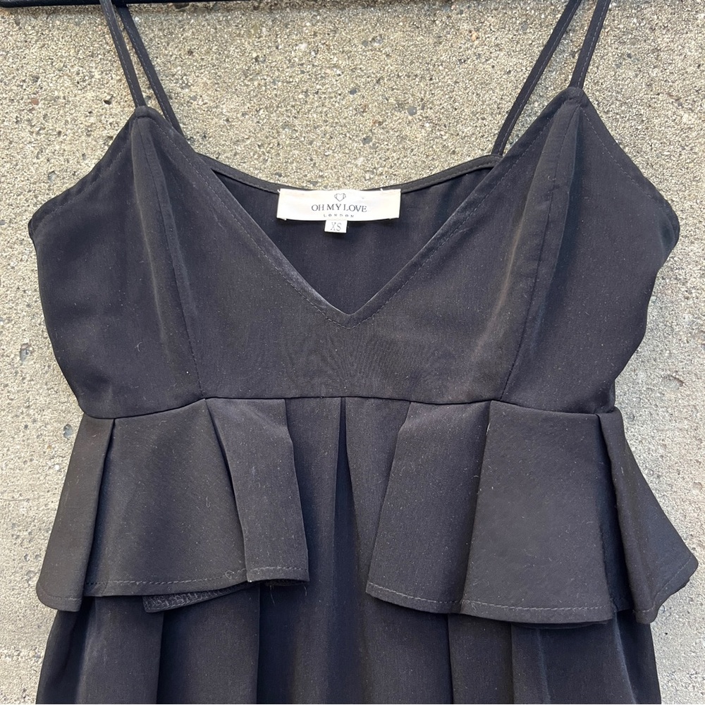 Classic Black Peplum Cami Dress Cocktail Evening